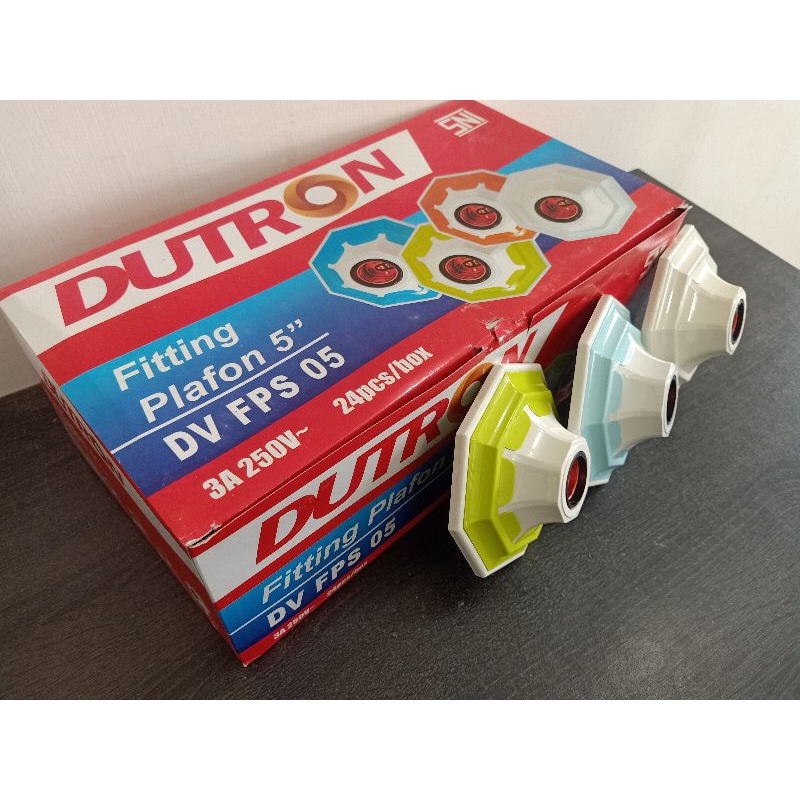 FITTING PLAFON 5&quot; DUTRON PUTIH BIRU HIJAU ORANYE DV-FPS-05 COLOK COLOKAN LAMPU TIDUR TANPA SWITCH NO SAKLAR ON OFF KUNINGAN TAHAN PANAS