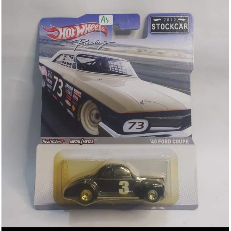 hotwheels premium stockcar 40 Ford coupe black racing ban karet no gasser
