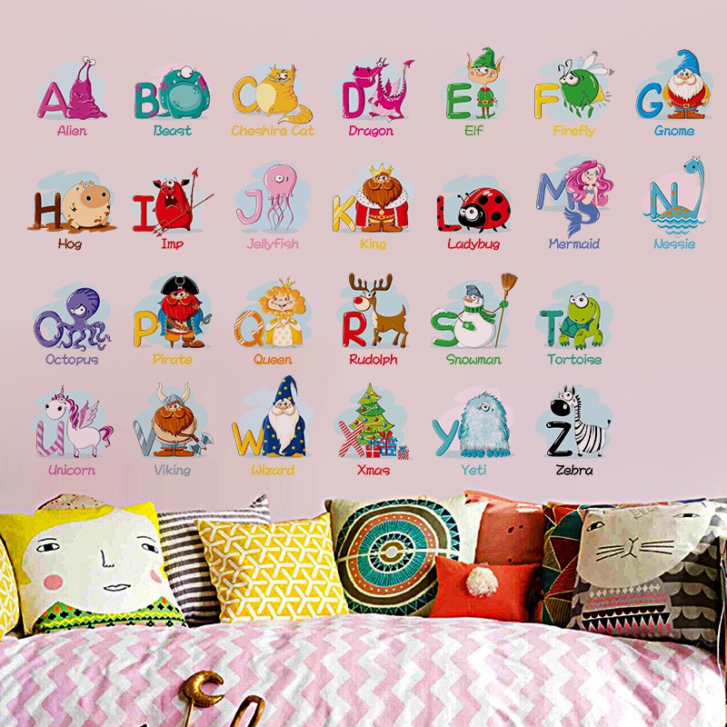 RELIZA WALL STICKER 45X60CM ALPHABET HURUF ANIMAL HEWAN ANAK STUDY LDR6221 STIKER DINDING