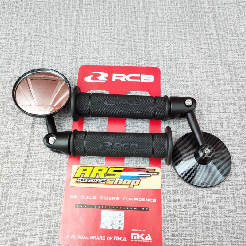 sepaket handgrip sarung gas RCB ORIGINAL + spion jalu bulat karbon spion bar and bulat karbon spion 
