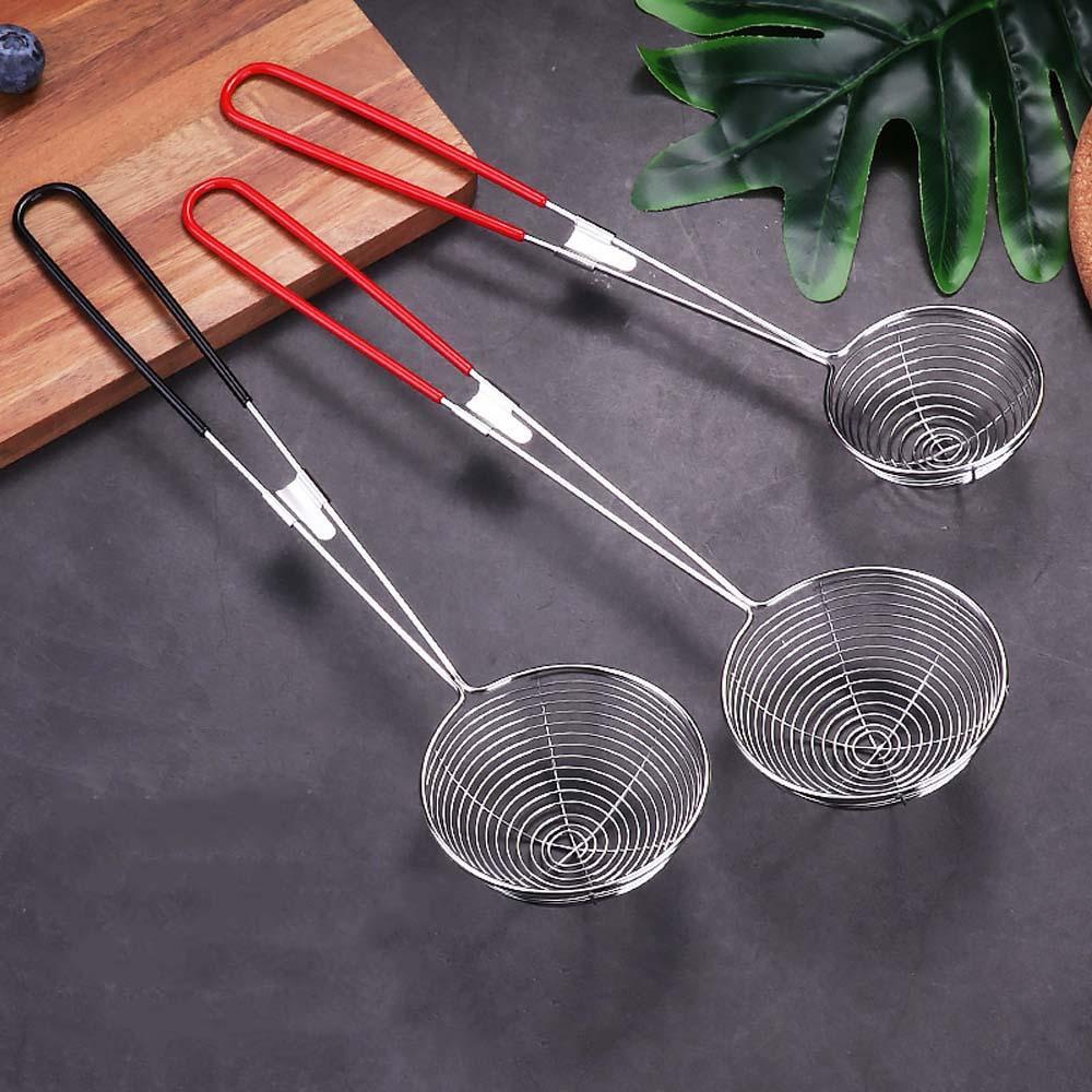 Quinton Saringan Gagang Panjang Stainless Steel Kitchen Grid Scoop Penggorengan Makanan Alat Masak Food Filter