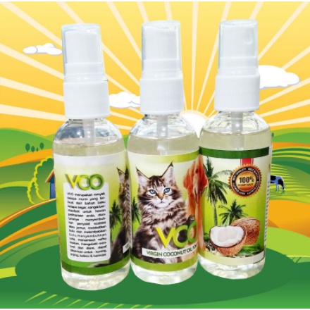 VCO SPRAY 60 - Virgin Coconut Oil Vitamin Bulu Kulit Menambah Nafsu Makan Berat Badan Kucing Anjing Kelinci