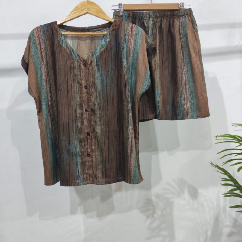 PIYAMA KANCING PENDEK HITS PIYAMA KANCING BUSUI | PIYAMA RAYON | HOMEWEAR-PD NK36