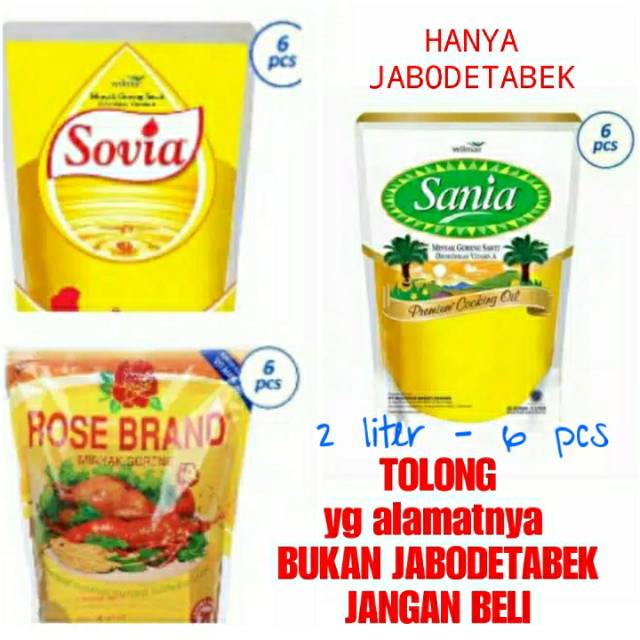 ONLY JABODETABEK Sania Premium Minyak Goreng 2L isi 6
