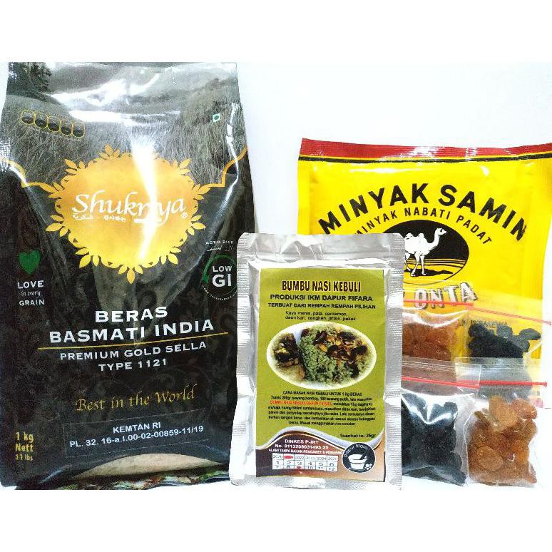 

{BISA COD} Paket 1kg basmati bumbu instan minyak samin kismis kebuli briyani mandhi kabsah KOMPLIT