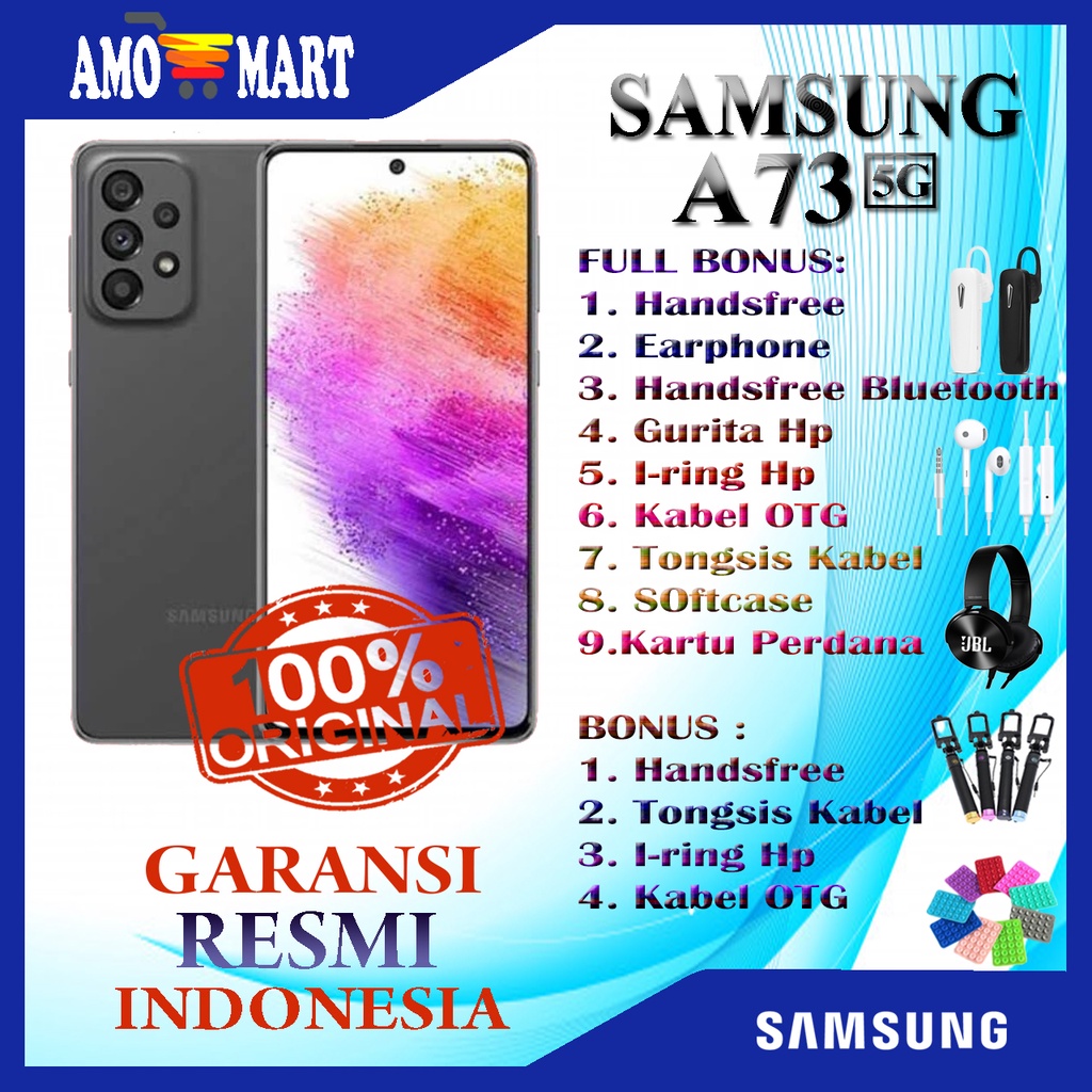 HP BARU SAMSUNG A73 5G RAM 8/256 GB NEW 100% ORI GRS RESMI SAMSUNG INDONESIA