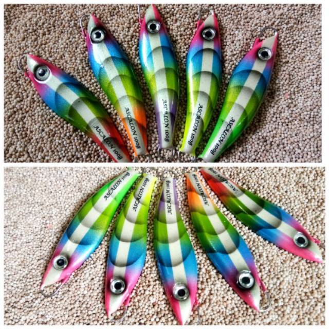 Umpan pancing Metal jig ascallon jig 100gram fosfor mix hologram