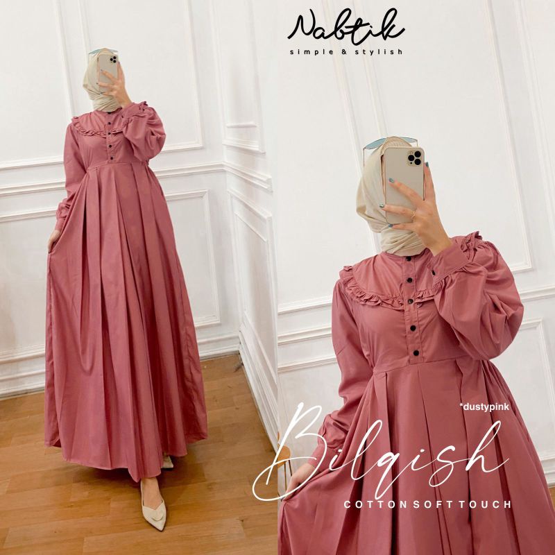 Gamis muslimah New Bilqis polos terbaru ory by nabtik/terlaris