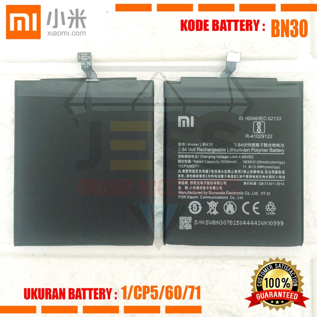 Baterai Battery Original Xiaomi BN30 &amp; BN-30 For type HP Batre Redmi 4A