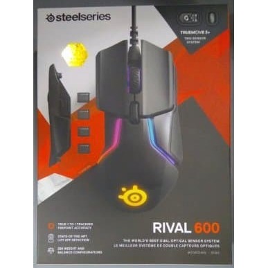 MOUSE GAMING STEELSERIES RIVAL 600 BLACK WITH TRUEMOVE3 + DUAL SENSOR