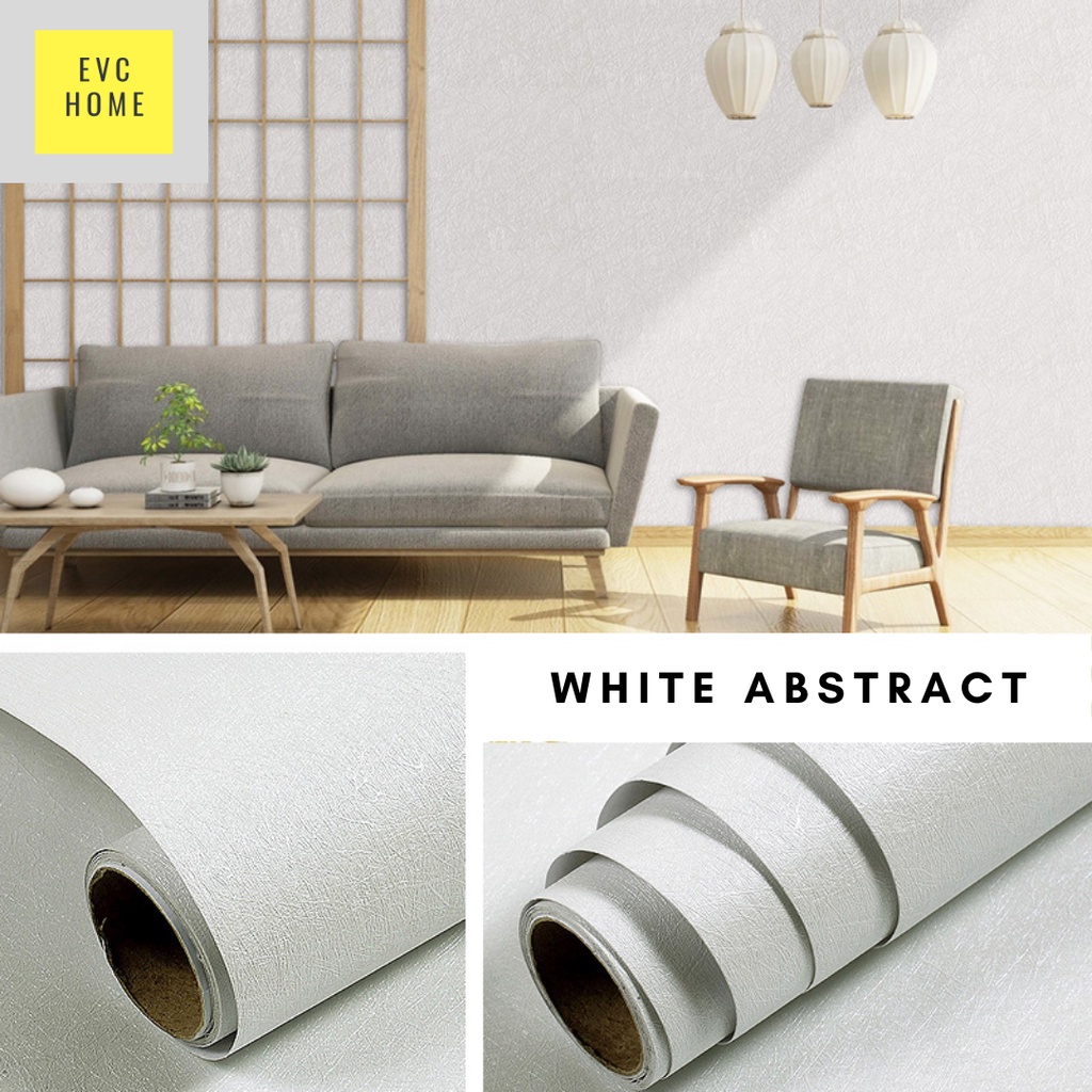EVCHOME 45CM x 5M Wallpaper Sticker 3D Dinding KOREA PREMIUM - Wallsticker Emboss-White Abstract