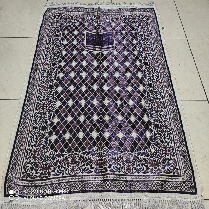 sajadah murah turky chenil rumbai tambang khusus motif kabah dan mesjid khusus warna putih bahan tebal