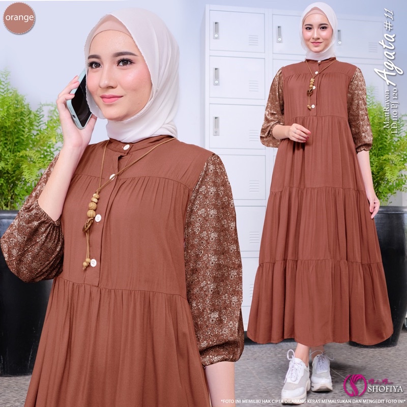 [VICAN] DASIMA #2 AGATA #11 #12 SERIES MIDI HOMEY DRESS GAMIS PAKAIAN WANITA FASHION BUSANA MUSLIM MODERN TERBARU SUPER BEST SELLER ORIGINAL GGS BY SHOFIYA-Agata 11 - Orange