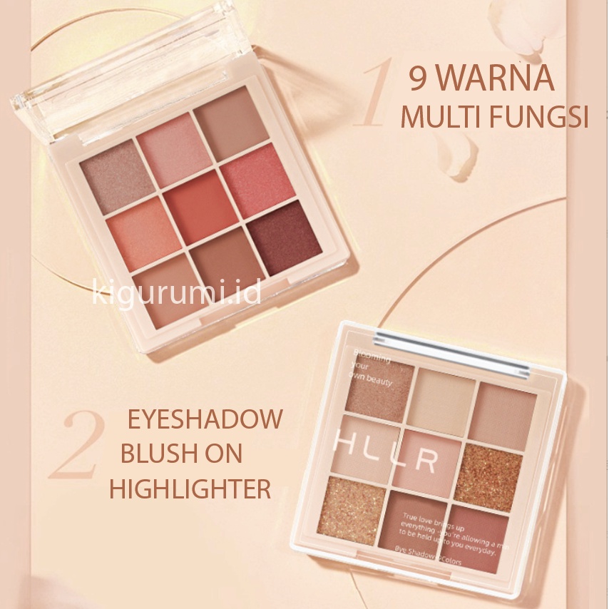 HLLR Korean Eyeshadow Pallete Murah Matte Eyeshadow Palet Waterproof 9 Warna XX058