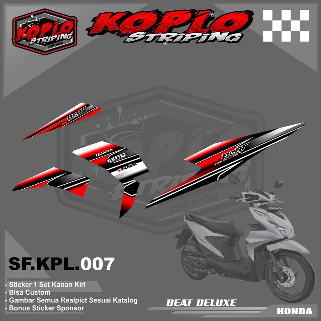 Striping Motor Honda Beat Deluxe - Sticker Striping Variasi Motor Honda Beat Deluxe. KPL 007
