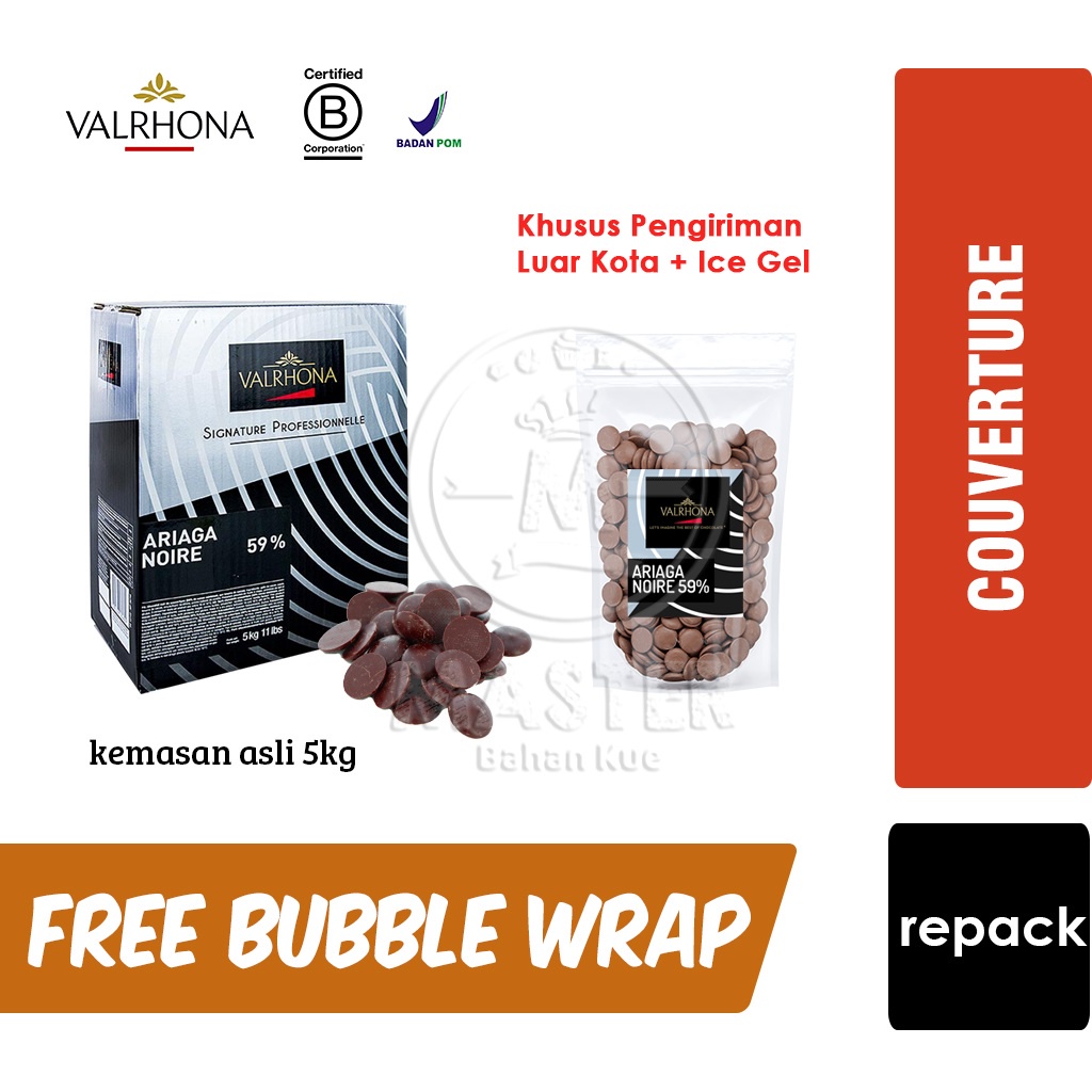 

Valrhona ARIAGA NOIRE 59% DARK Coklat Couverture Bentuk Koin [KHUSUS LUAR KOTA + ICE GEL]