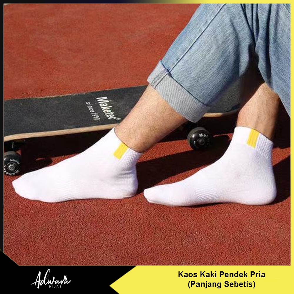 Kaos Kaki Pria Pendek Sebetis Motif Garis Warna Polos Untuk Pergi Kuliah Kantor