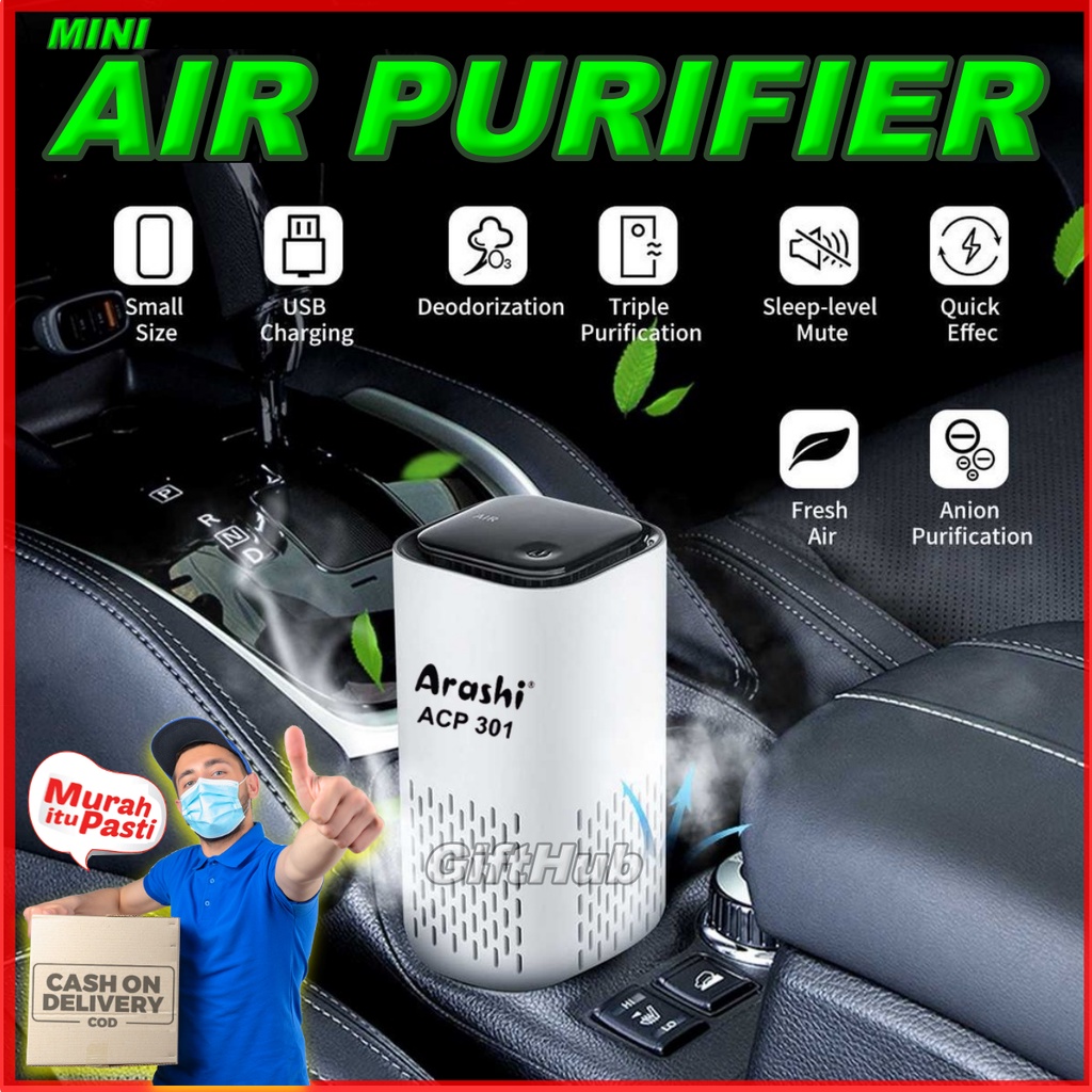 Arashi Air Purifier for Car ACP 301 Udara Bersih Tanpa Virus dan Bakteri Penyaring Udara Fresh Air F