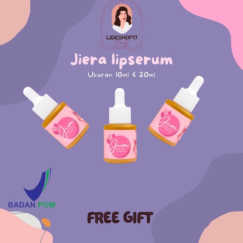 [READY] JIERA LIP SERUM NATURAL LIP SERUM Pinkies Pelembab Pencerah Pemerah Bibir Original 10ml 20ml