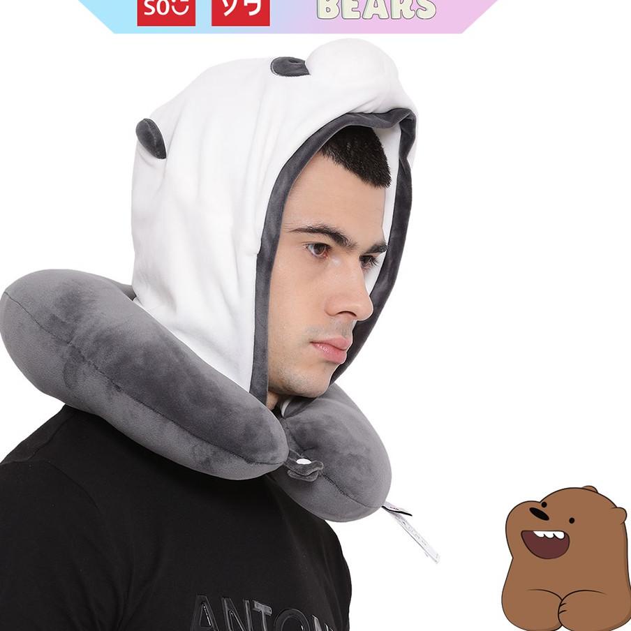 flash sale miniso bantal leher hoodie lucu u shaped neck pillow cute travel pesawat karakter hewan b