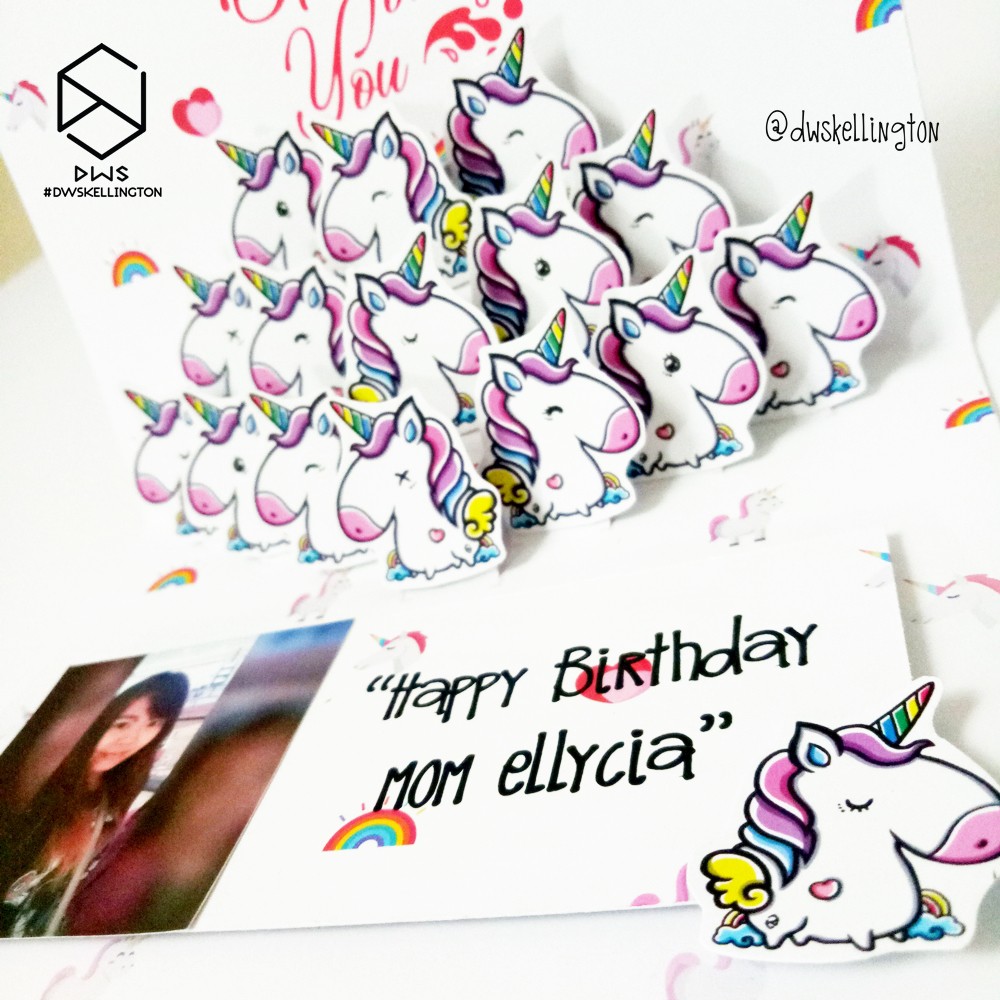 Unicorn Kartu Ucapan Ulang Tahun Pop Up Greeting Card Kotak Hadiah