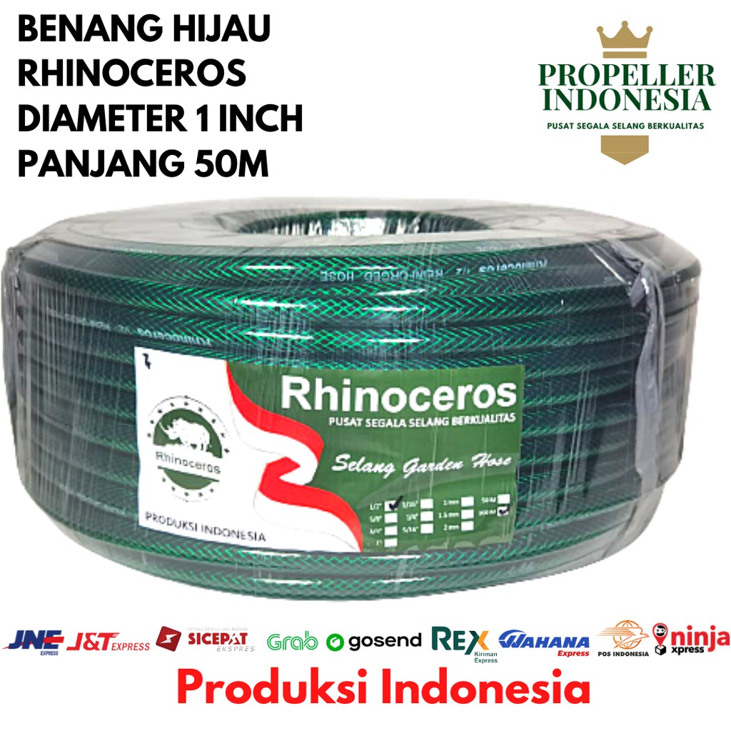 Selang Air Benang Hijau RHINOCEROS 1inch 50M Selang Air Anti Lumut Selang Air Taman