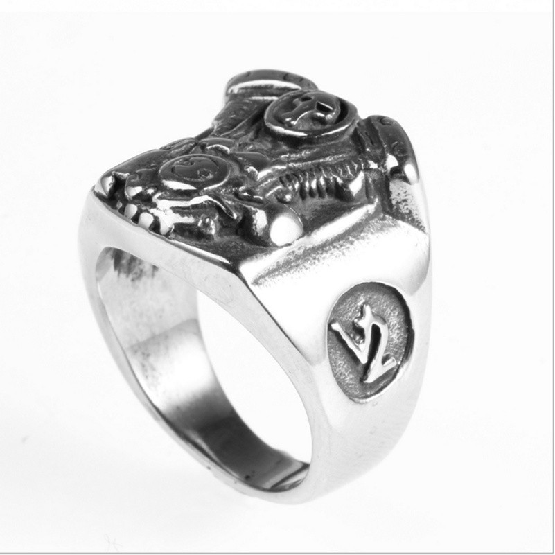 SEUSUK  Fashion Popular Punk Personality Bike Skull Domineering Mens Ring