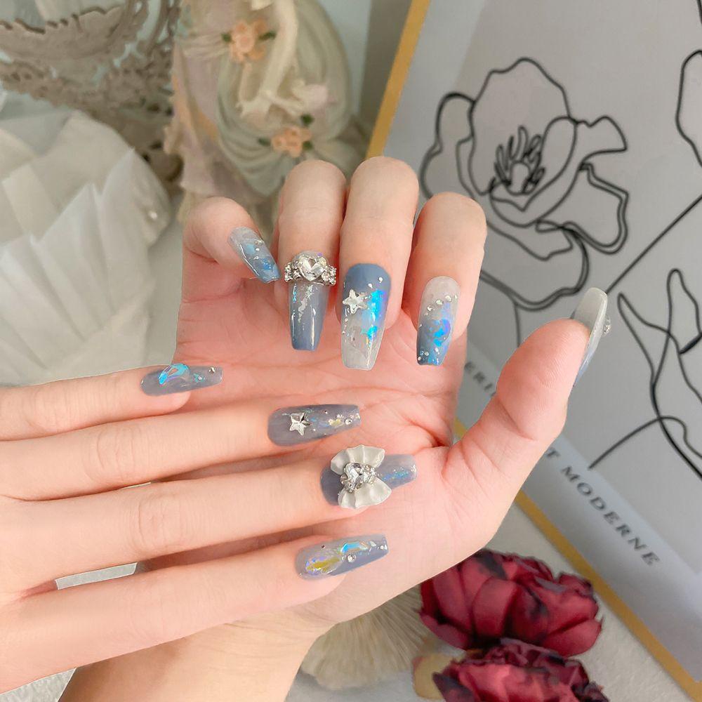 AUGUSTINA Agustinina Dekorasi Nail Art Hati Bintang Bulan Ornamen Manikur Aksesoris Kerajinan DIY Kristal Permata Rhinestones