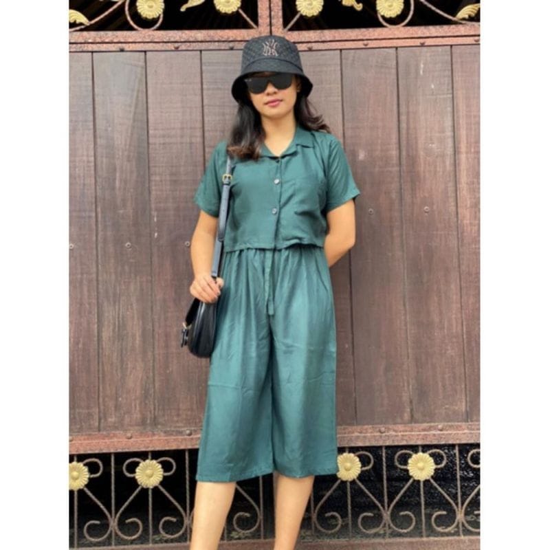 Tq88indonesia Baju Setelan Wanita Terbaru /  One Set Crop Sinta RAYON DIAMOND / Baju Set Wanita  Lengan Pendek / Ootd