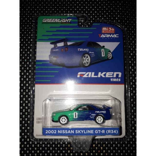 Greenlight Mijo 2002 Nissan Skyline GT-R R34 Falken Tires diecast gl ban karet murah