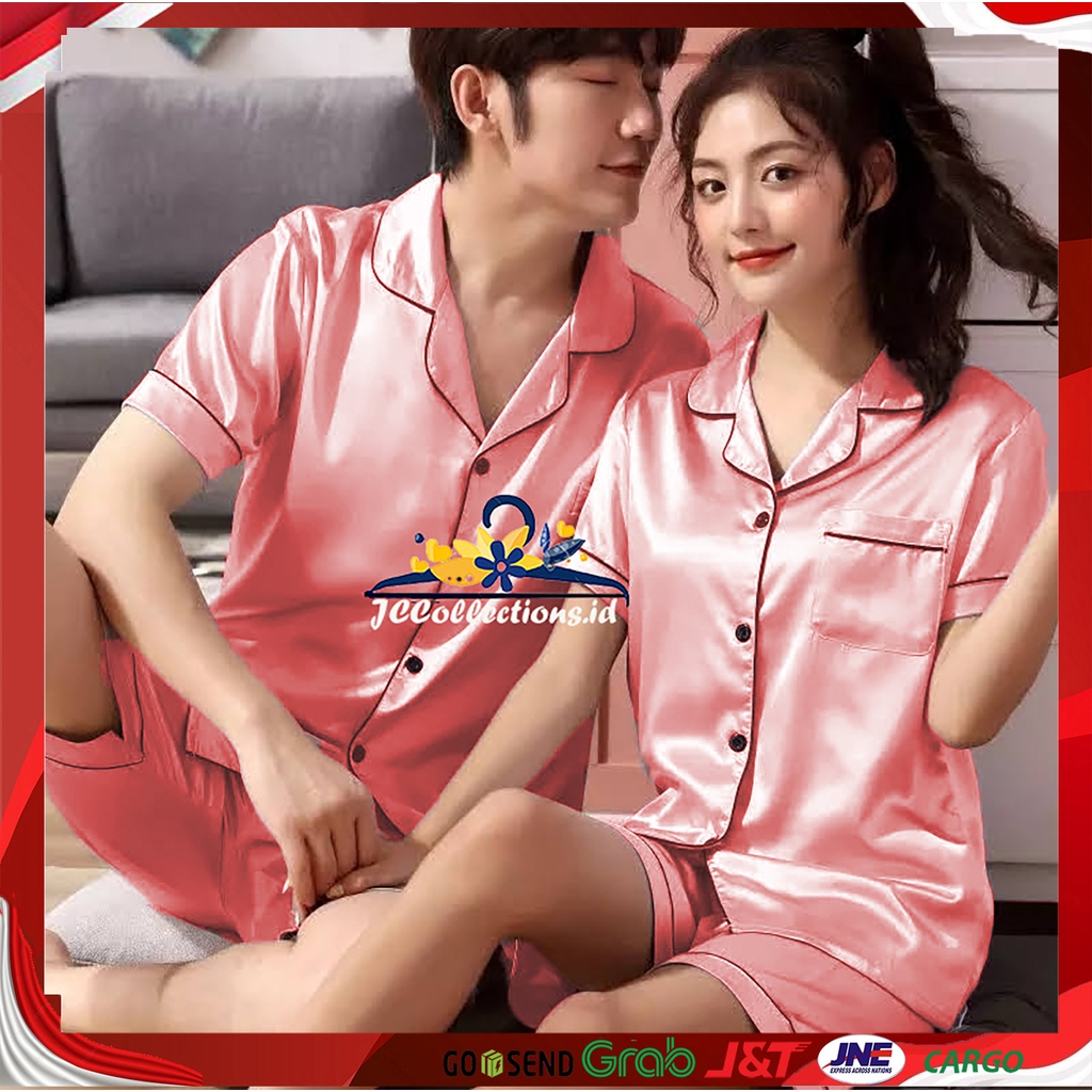 Piyama Hotpan Satin COUPLE - JCCollections Baju Tidur Piyama Couple