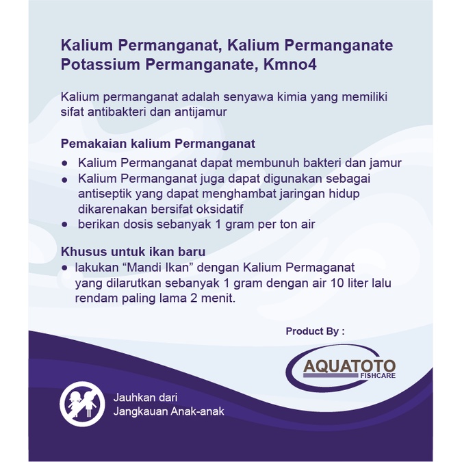 PK Obat Ikan Koi Permanganas Kalikus Kalium Permaganat AQUATOTO 5GR