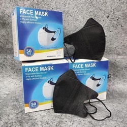 MASKER DUCKBILL HITAM GARIS IMPORT TERBARU ISI 50PCS