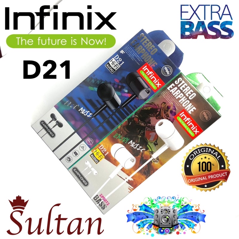 grosir best handsfree infinix d21 extrabass earphone smartphone