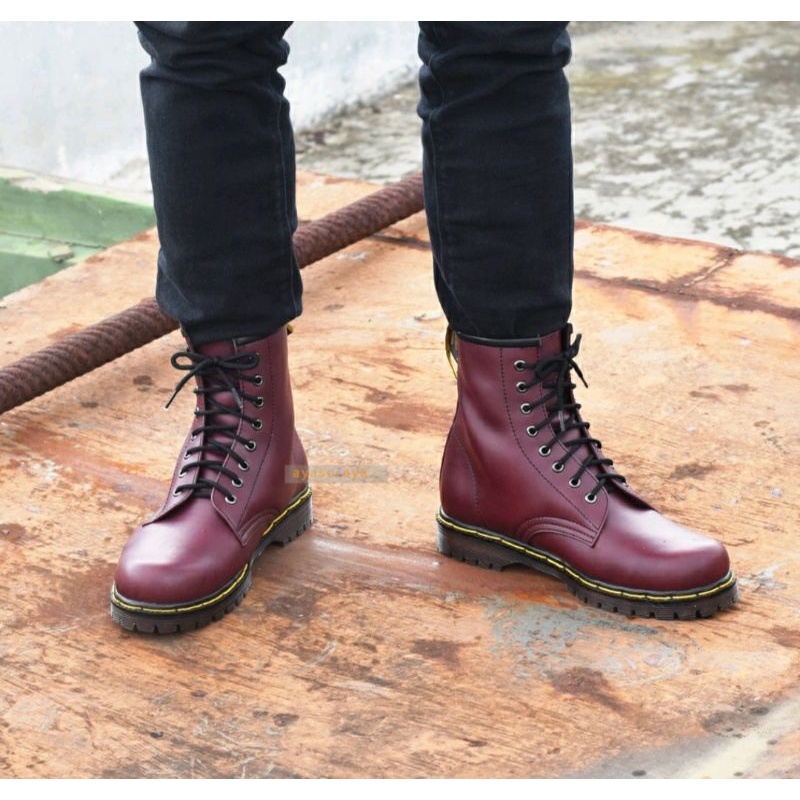 Sepatu Docmart Pria Wanita Big Size 36-45 /Boots Tracking Kasual Koboi Adventure Jumbo Ukuran Besar Maron, 45