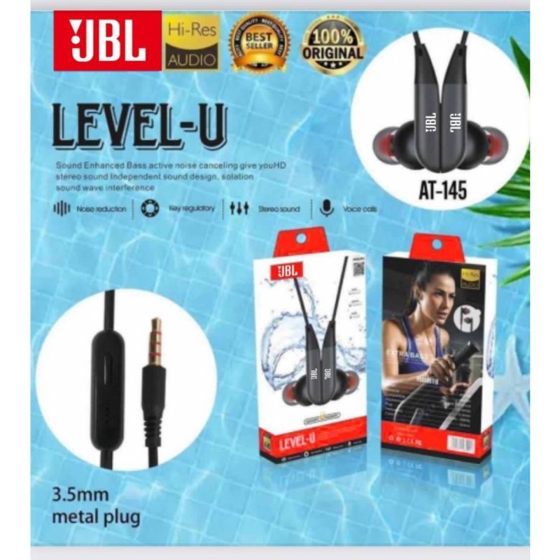 HF HEADSET PHILIPS &amp; JBL AT-145 LEVEL U SUPER BASS PACKING IMPORT