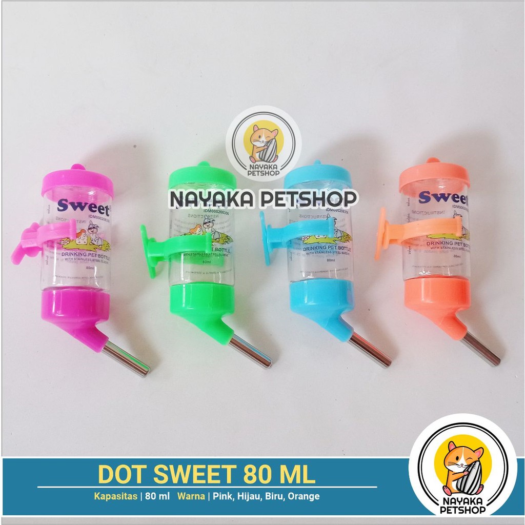 Sweet 80 ml Dot Minum Hamster Botol Minum Tupai Tempat Minum Tikus Gerbil