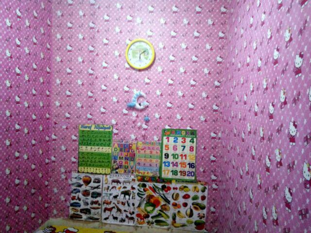 Grosir Murah - Wallpaper Sticker Dinding Hello Kitty Pink Lucu Imut 10m X 45cm