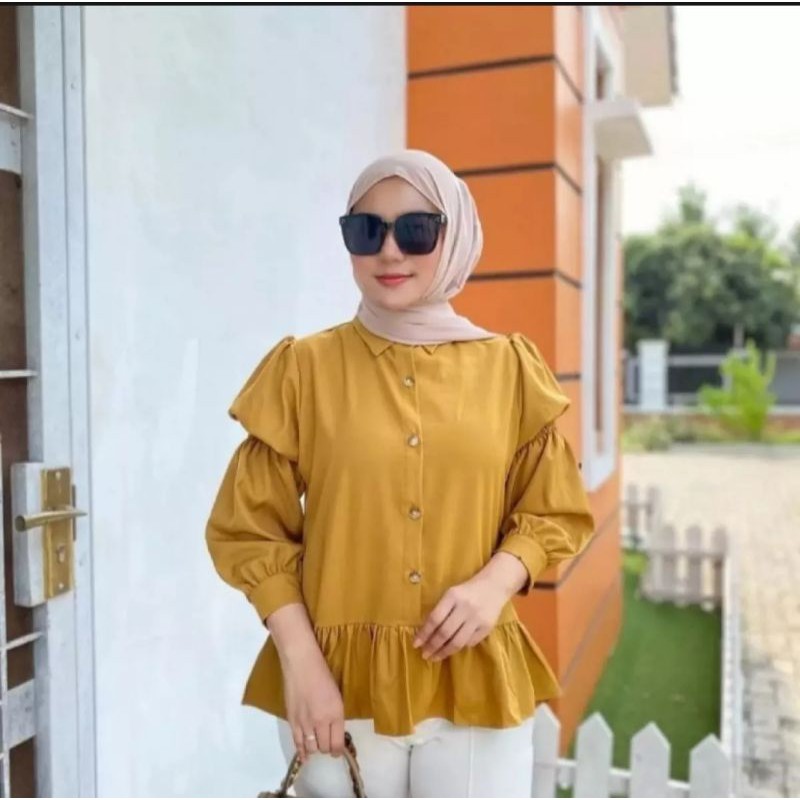 SELVI BLOUSE / atasan terbaru / atasan lengan balon / moscrepe