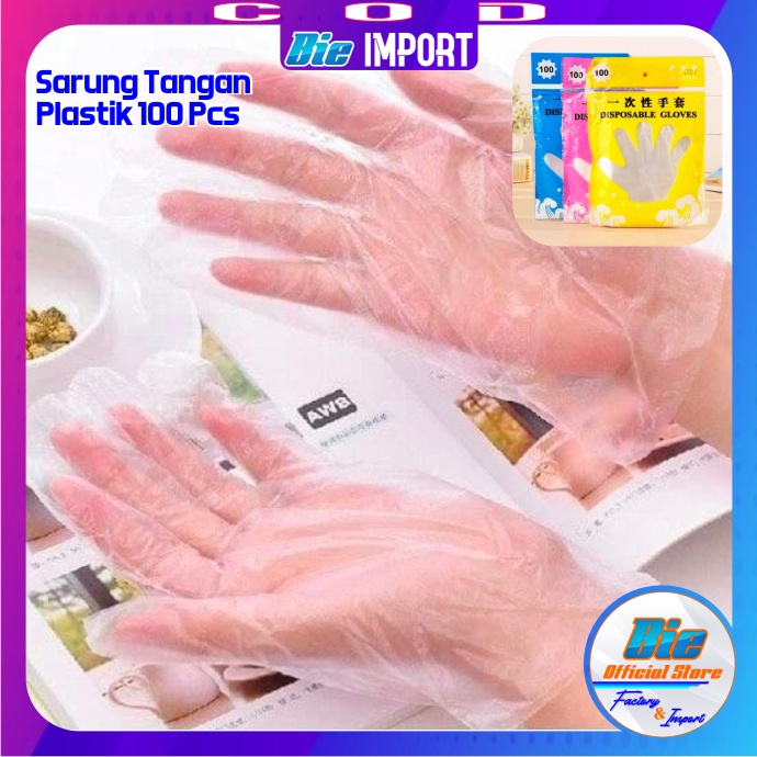 100 Pcs Sarung Tangan Plastik / Pelindung Tangan Impor Best Seller