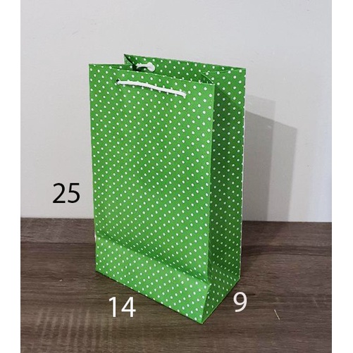 

NEW paper bag POLKADOT 14 x 25 paperbag motif goodie bag tas kertas warna - Hijau