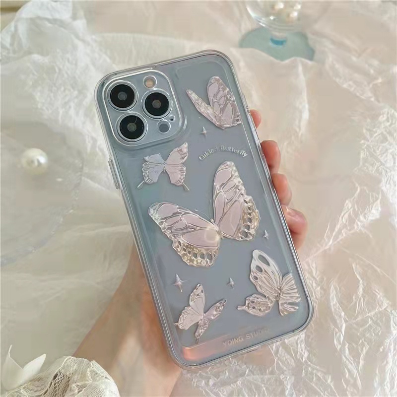 Case Pelindung Bahan Akrilik Transparan Motif Butterfly Untuk iPhone 13 Pro 13prm 11 7Plus 8Plus Xr XS 13 12 Pro Max