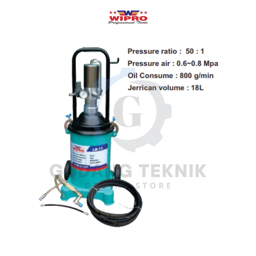 Air Lubricator Grease 18 L WIPRO LB 73 / Alat Pompa Gemuk Tenaga Angin Kompressor WIPRO LB73 - Pelumas Pneumatic Grease WIPRO LB 73