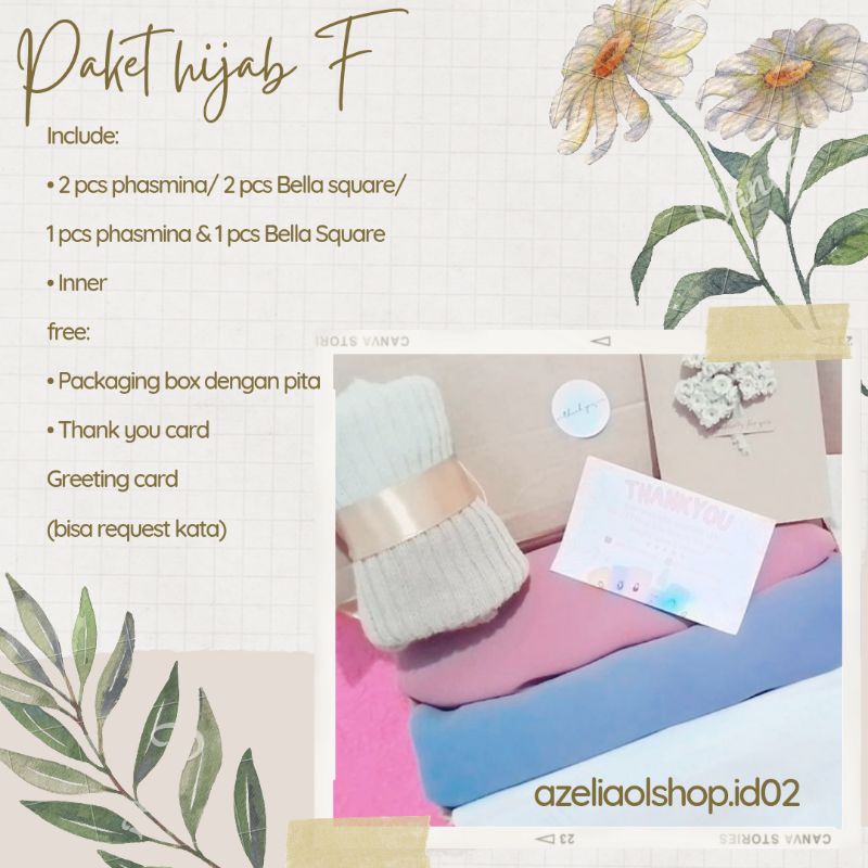 

HAMPERS HIJAB PHASMINA & BELLA SQUARE / HAMPERS HIJAB WANITA / HAMPERS ULANG TAHUN / GIFT BOX BIRTHDAY / HAMPERS WISUDA / HAMPERS MURAH