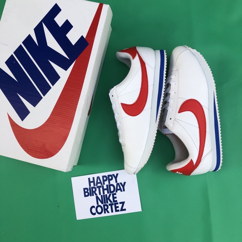 (Cod) SEPATU NIKE CORTEZ XLV BNIB MADE IN INDONESIA SEPATU SNEAKERS WANITA-Putih merah