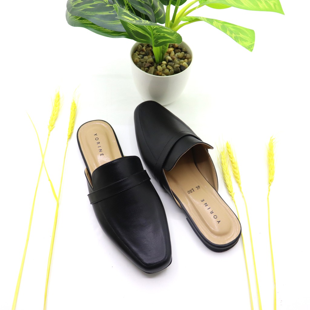 Sepatu Selop Trendy Flat Slip On Mules Model Bustong Kekinian LiLYANA