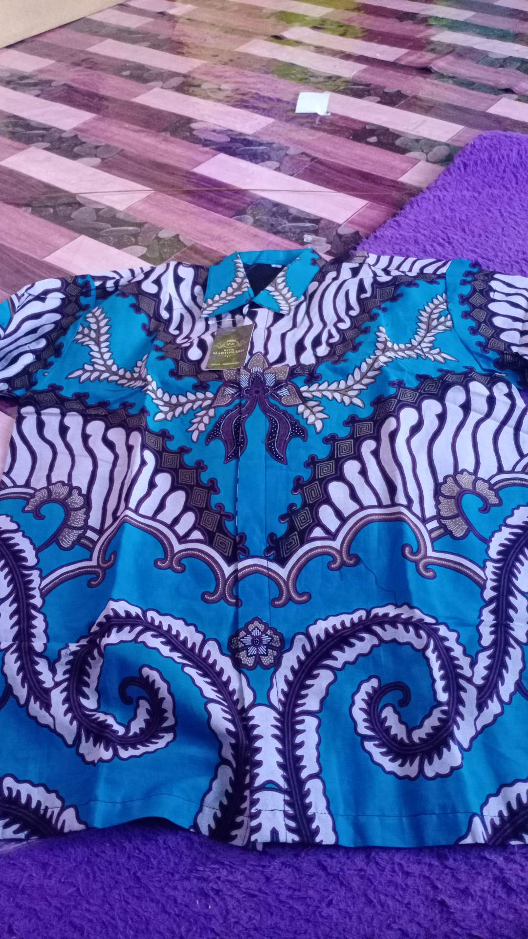 Wekso Biru Ranting Kemeja Batik Pria Lengan Panjang Katun Primisima Full Furing