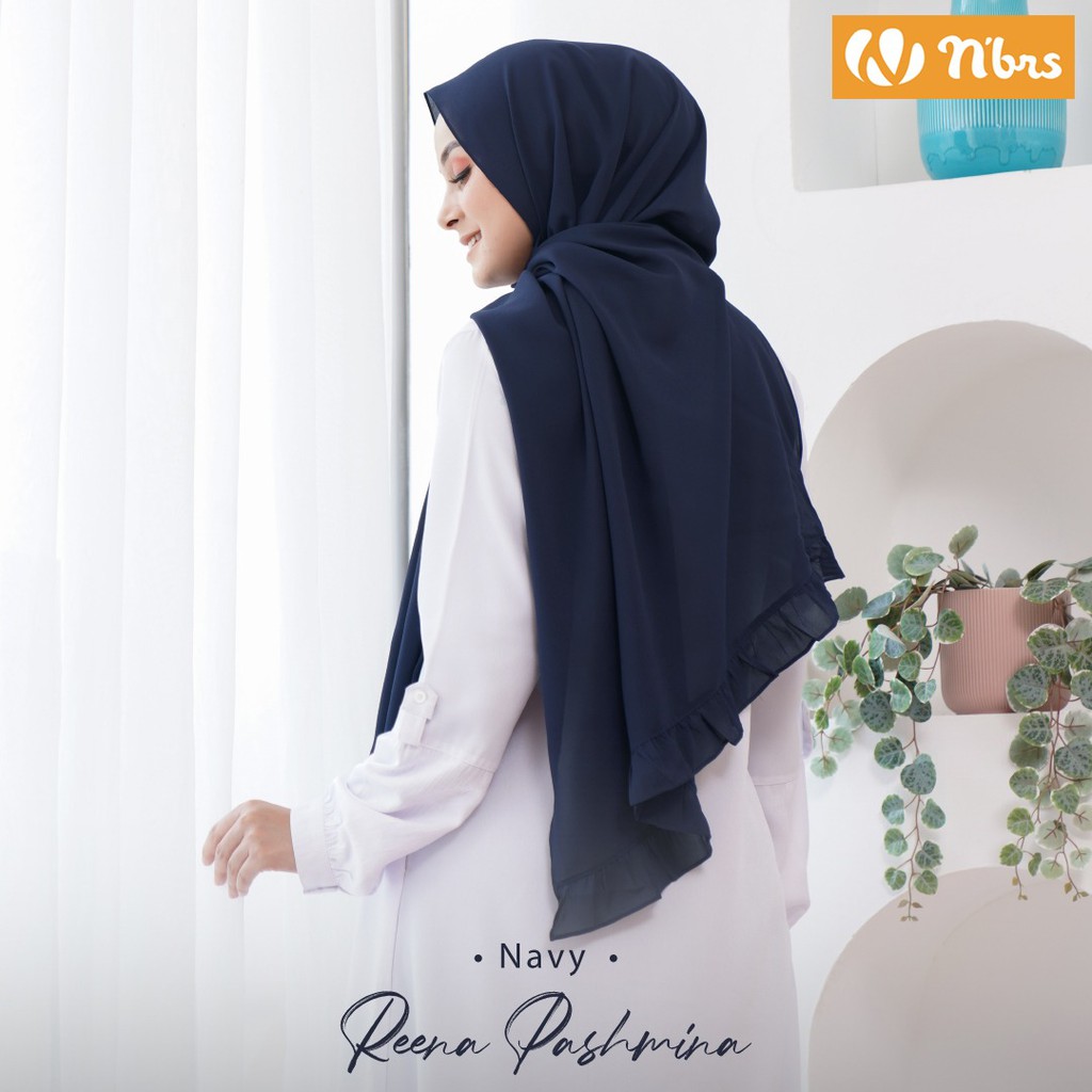 Nibras Hijab Reena Pashmina Bahan Sanna Jilbab Pashmina Rample Polos Syari