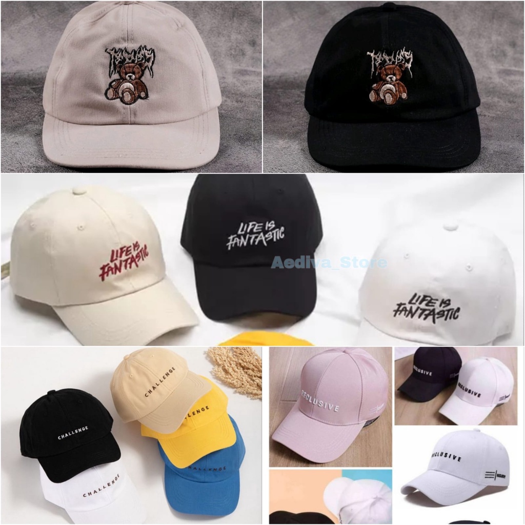 Topi Cewek Thrift Aesthetic Cap Teddy Bear Bordir Ootd Wanita Fashion Aksesoris Fashion Pria Wanita Kekinian