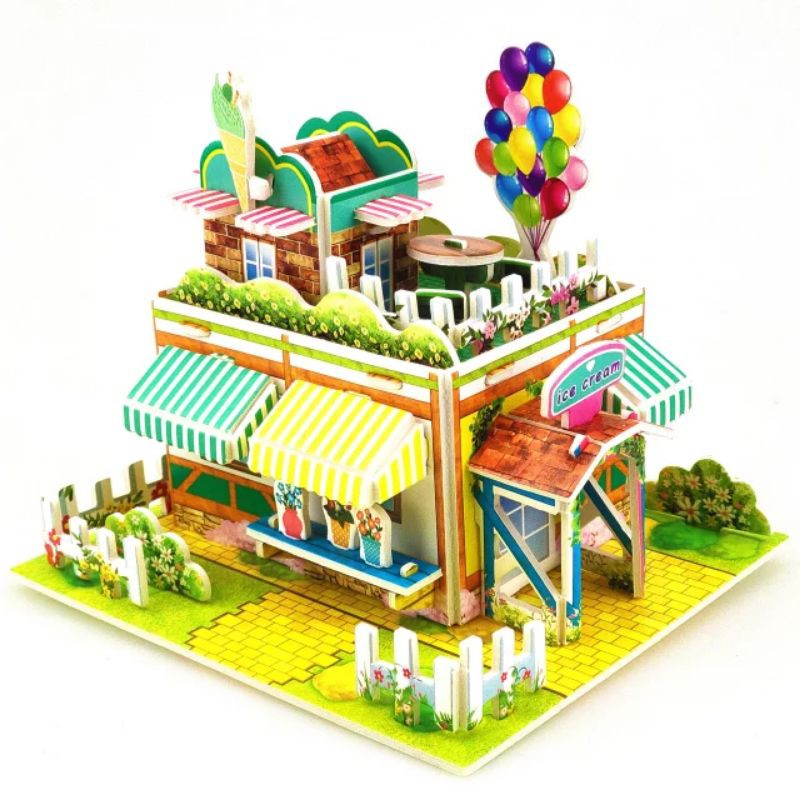 Mainan Edukasi Anak Puzzle 3D Miniatur DIY Jigsaw Besar Part 2 Seri Exterior Bangunan Rumah/ Istana